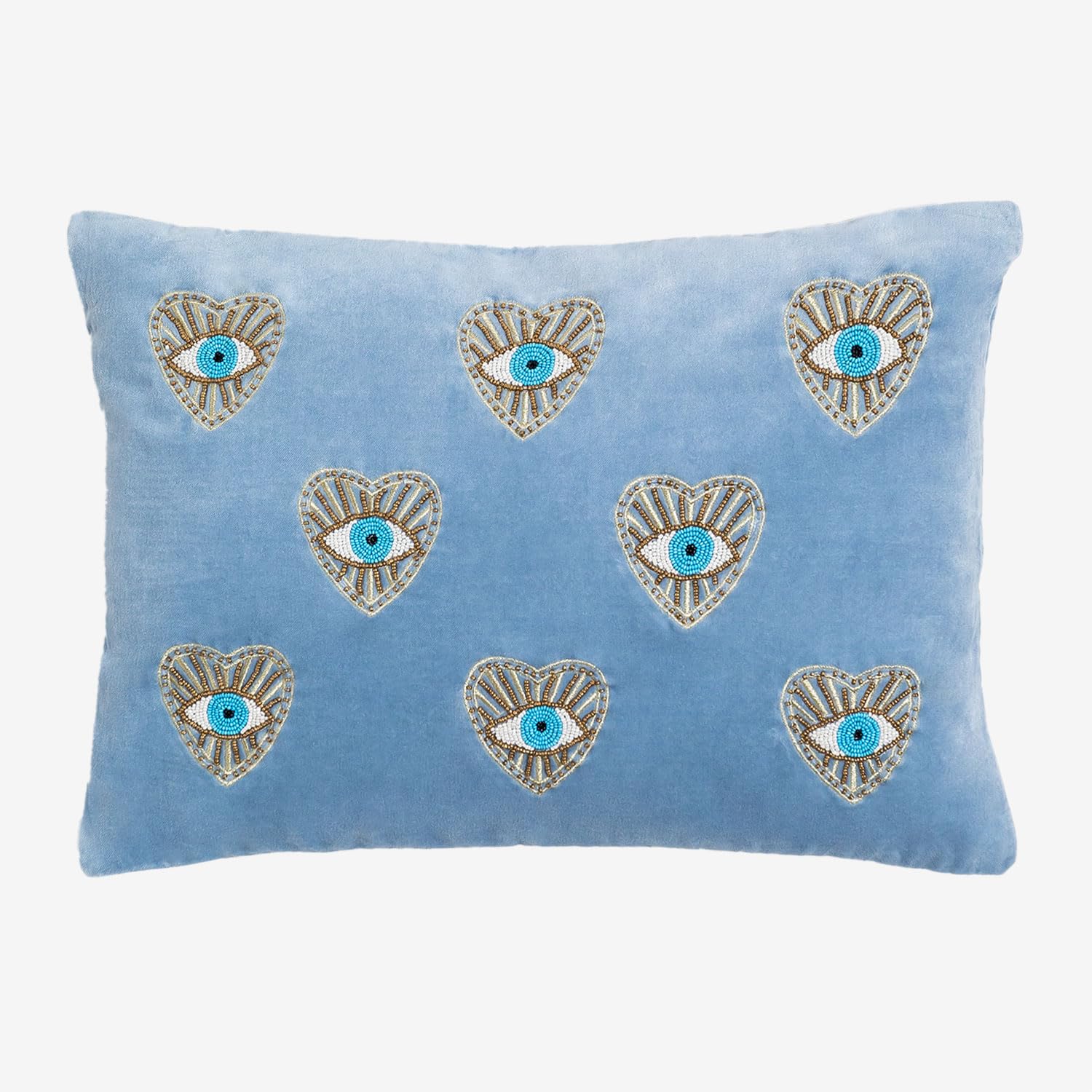Sklum Denov Cuscino Rettangolare Velluto Blu 35x50 cm