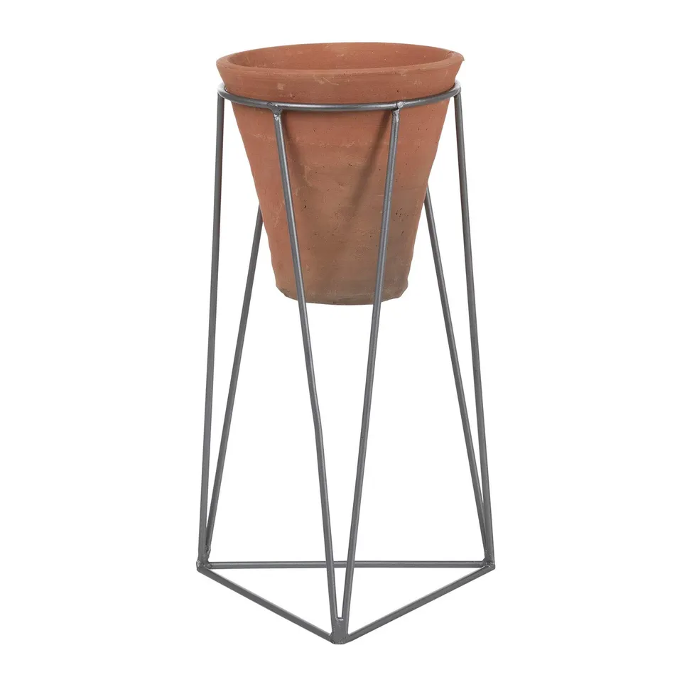 Sklum Jahr Vaso in Ceramica 40 cm con Base Acciaio