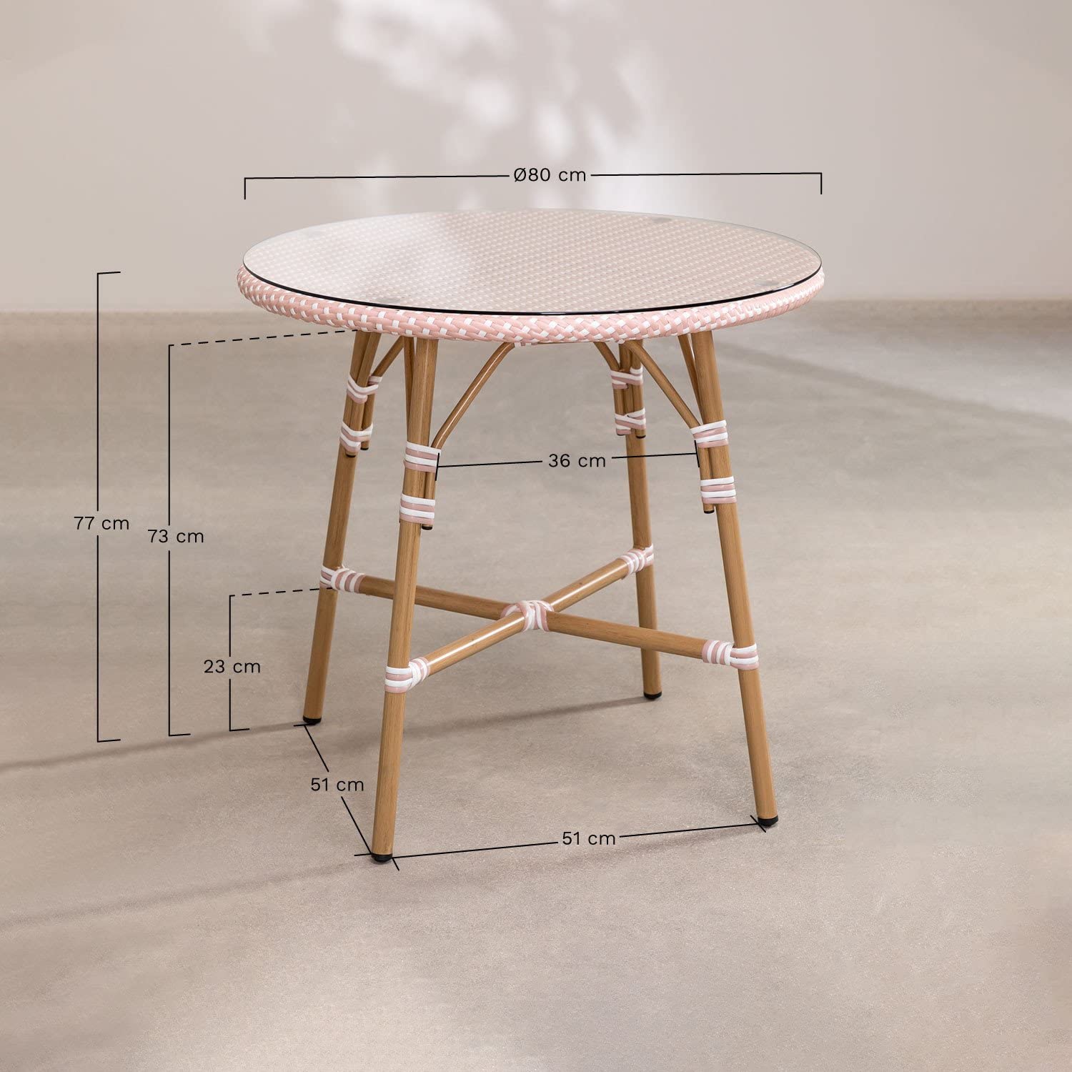 Sklum Alisa Bistro tavolo giardino Ø80 cm rosa nocciola