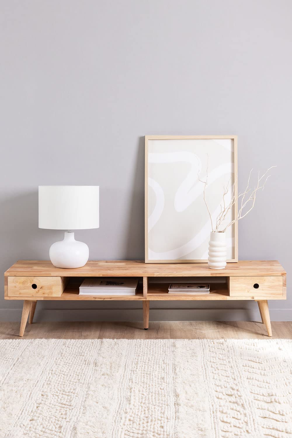 Sklum Arlan Mobile TV in Legno Naturale 150x40 cm