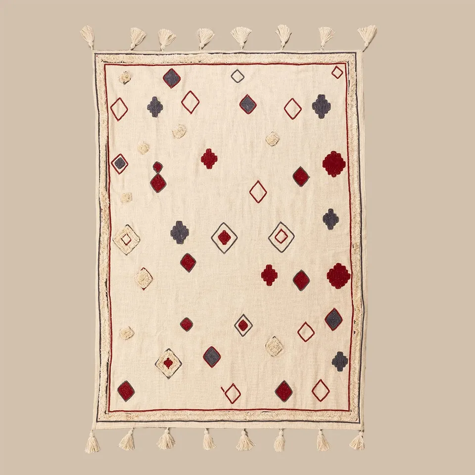 Sklum Ispa Plaid in Cotone Beige Crema 200x130 cm