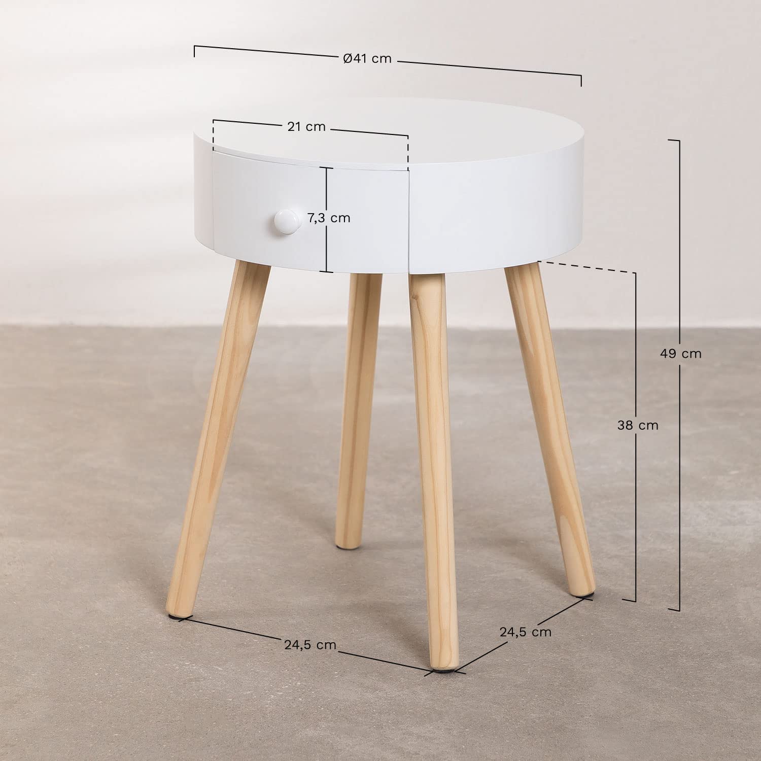 Sklum Lamba comodino legno grigio con cassetto