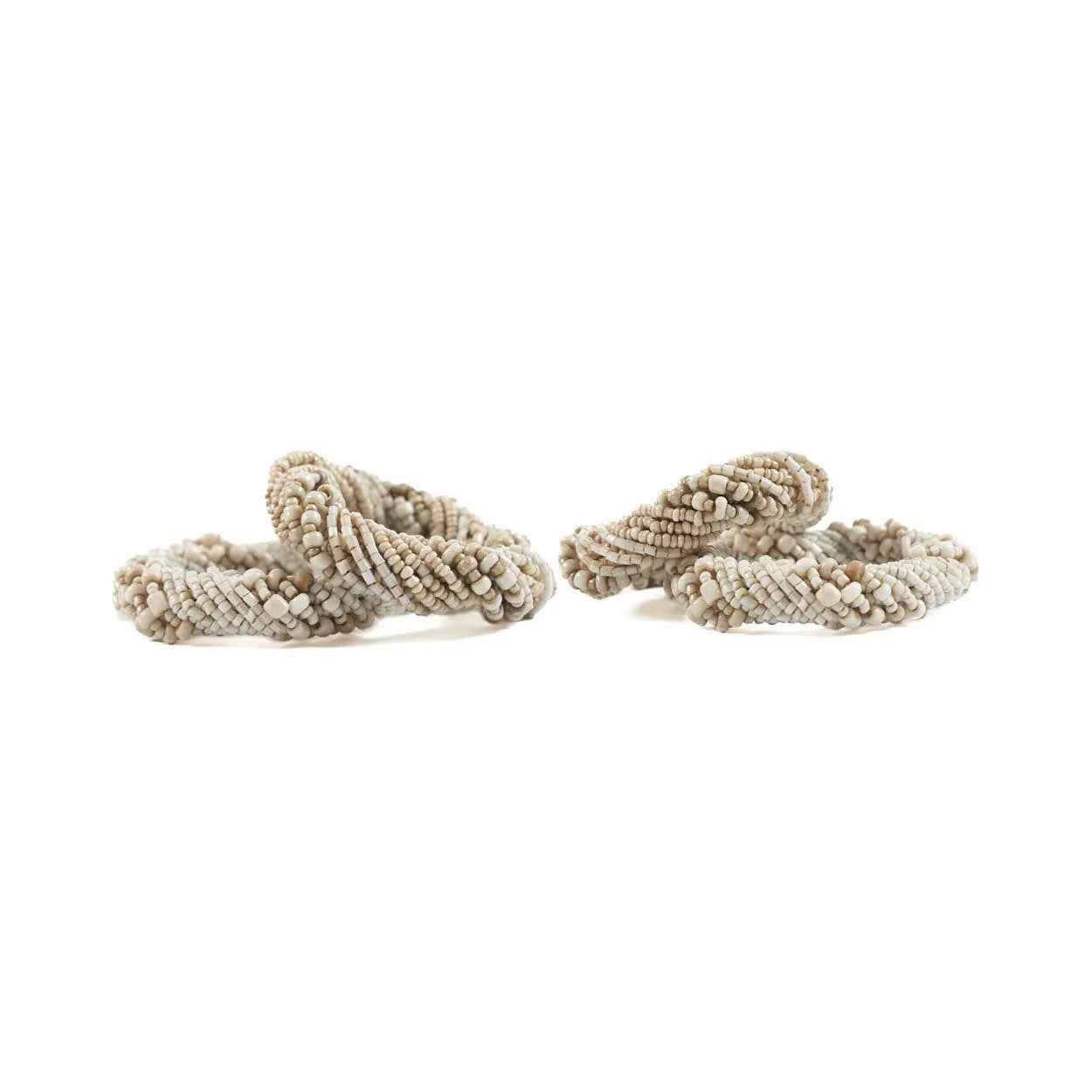 Bambua Beaded portatovaglioli bianchi set 4 pezzi