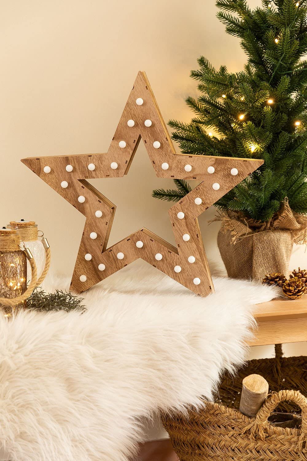 Sklum Luzi Style Figura decorativa in legno con 30 LED