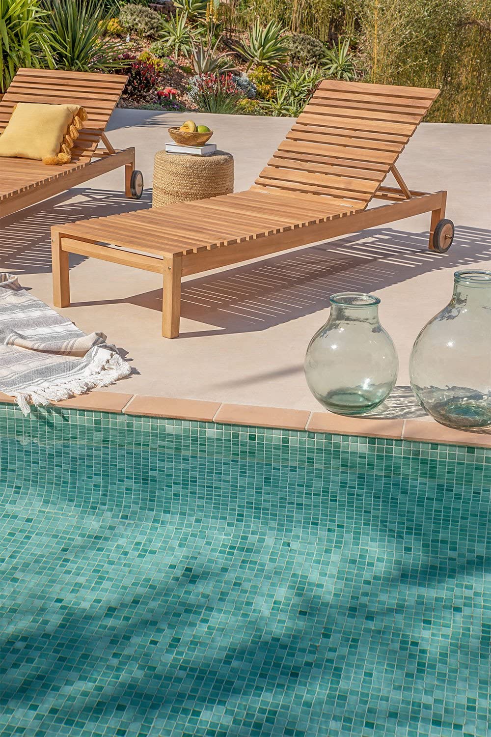 Sklum Kurni Lettino in Teak 208 cm con Ruote
