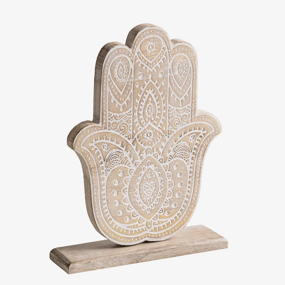 Sklum Biaru Figura Decorativa Legno Mango Bianca