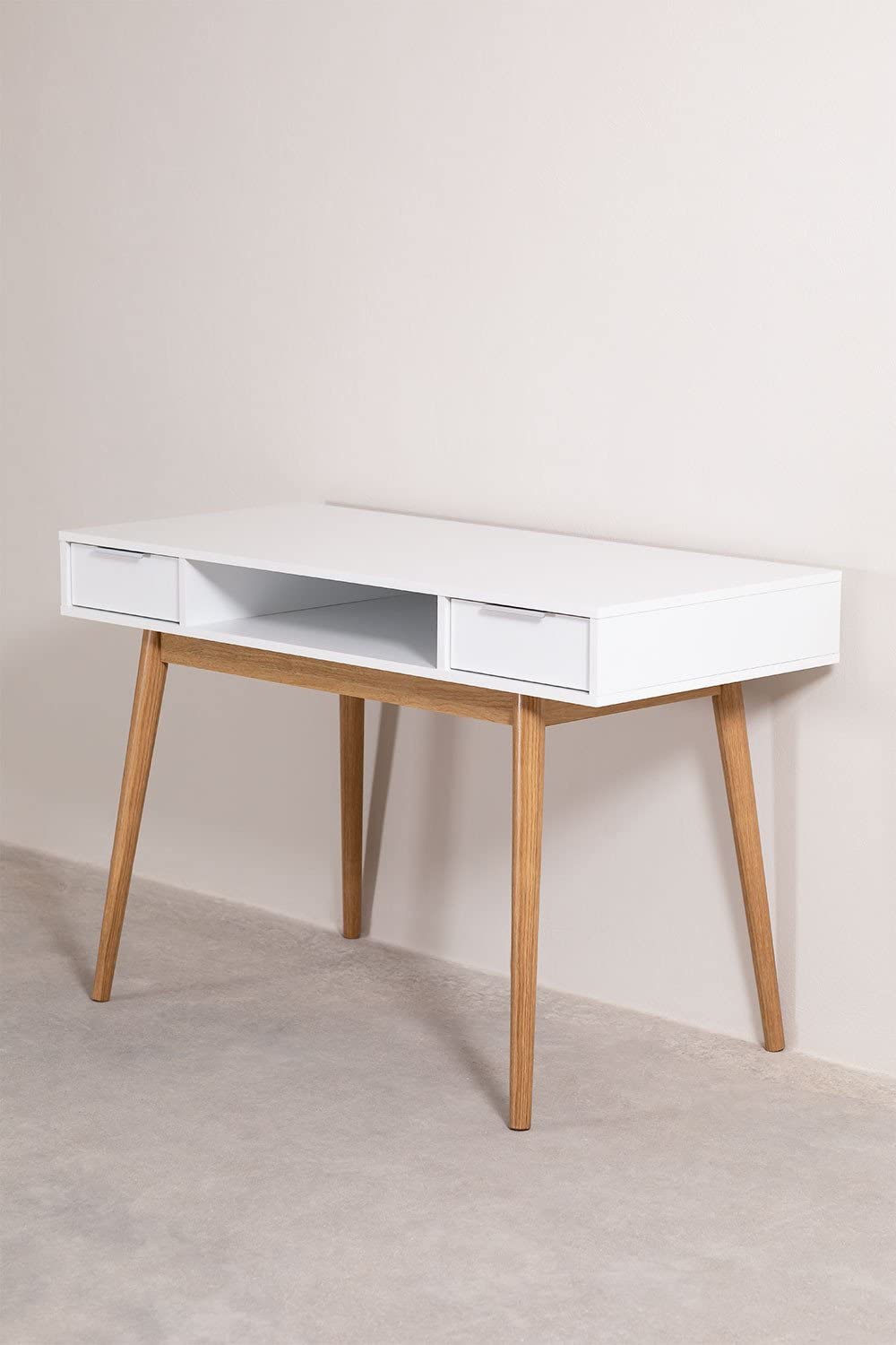 Sklum Baldri Scrivania Bianca 120 cm in Pino e Abete