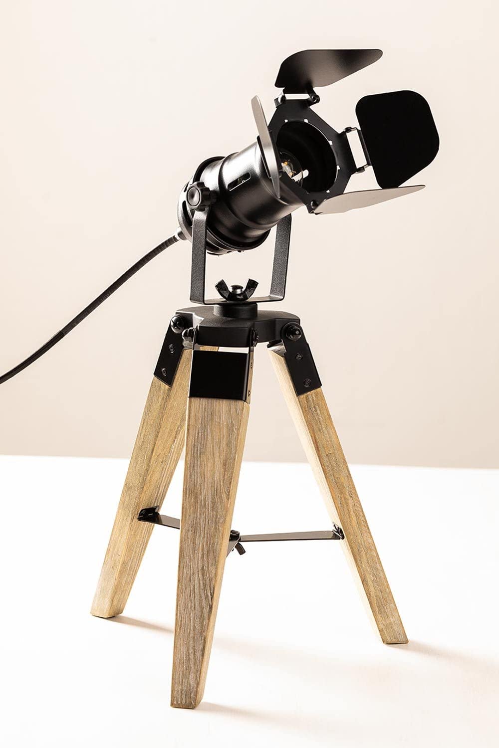 Sklum Cinne Treppiede lampada da tavolo legno nero E14