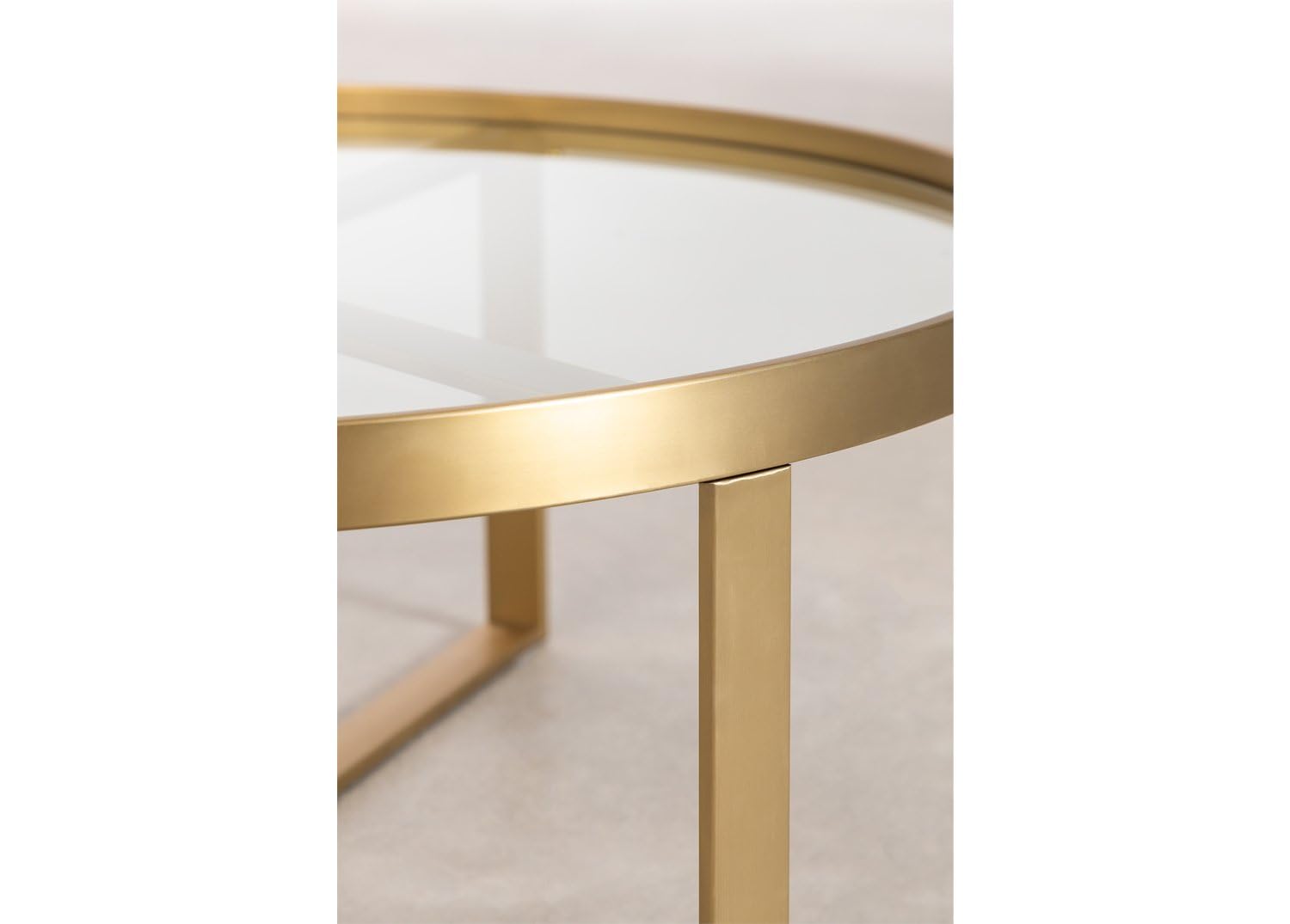 Sklum Amelia tavolino vetro 90 cm acciaio oro opaco