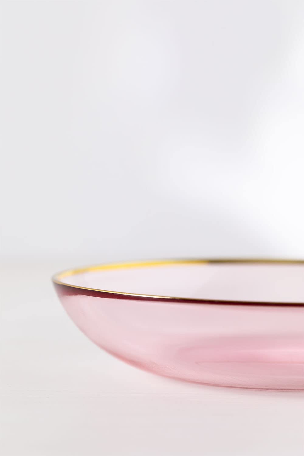 Sklum Candy Set 4 Piatti Fondi Vetro Rosa Oro Ø21