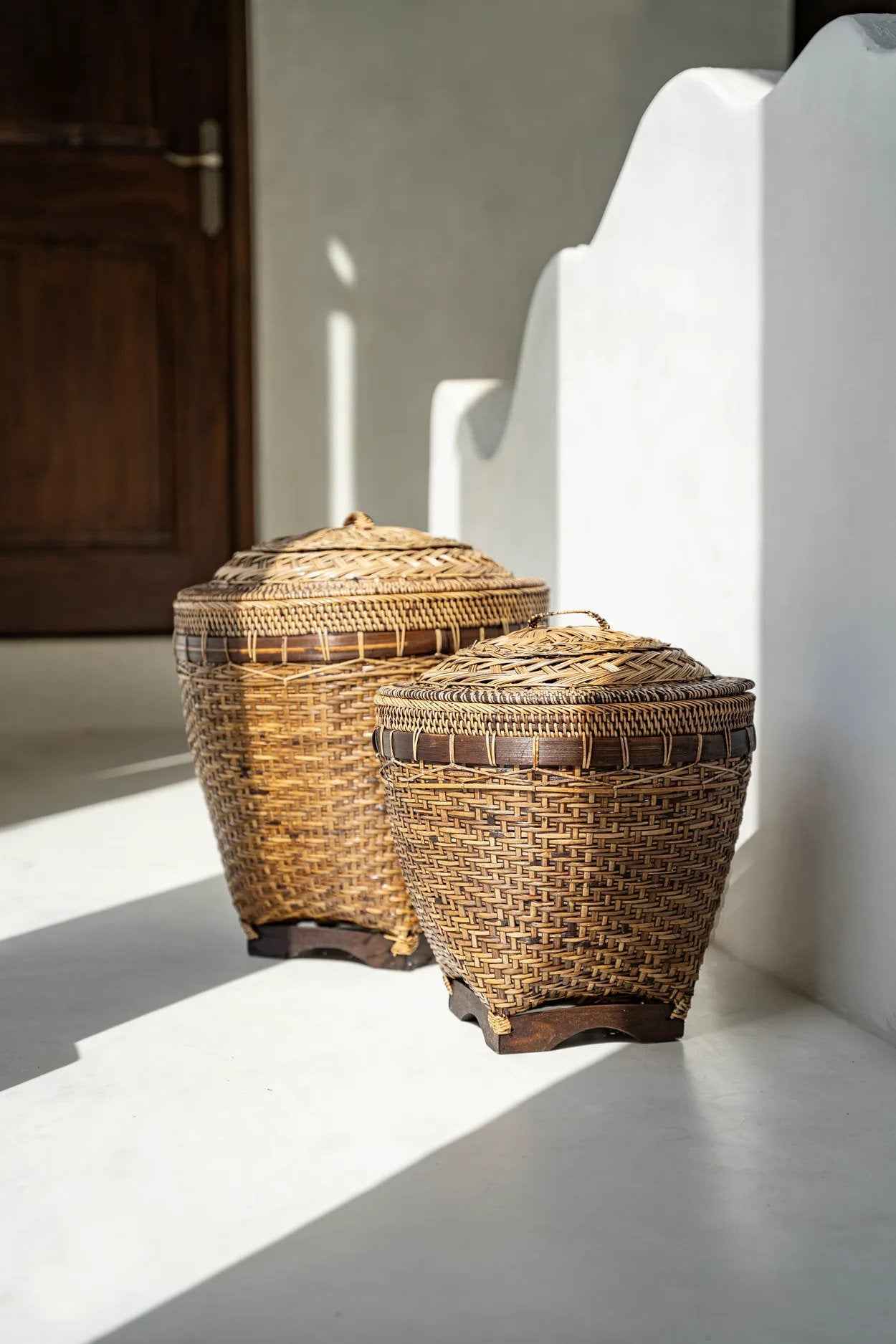 Bambua Colonial cesta rattan marrone naturale taglia L