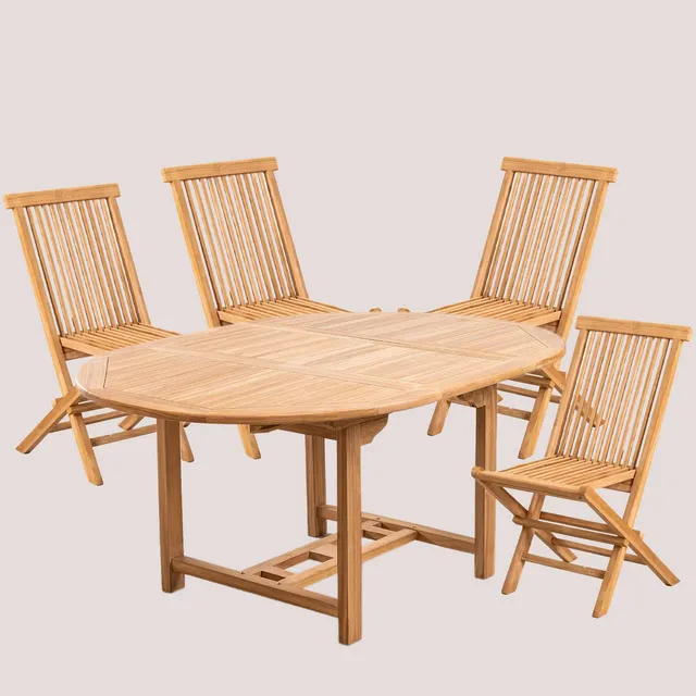 Sklum Pira set tavolo 4 sedie teak allungabile
