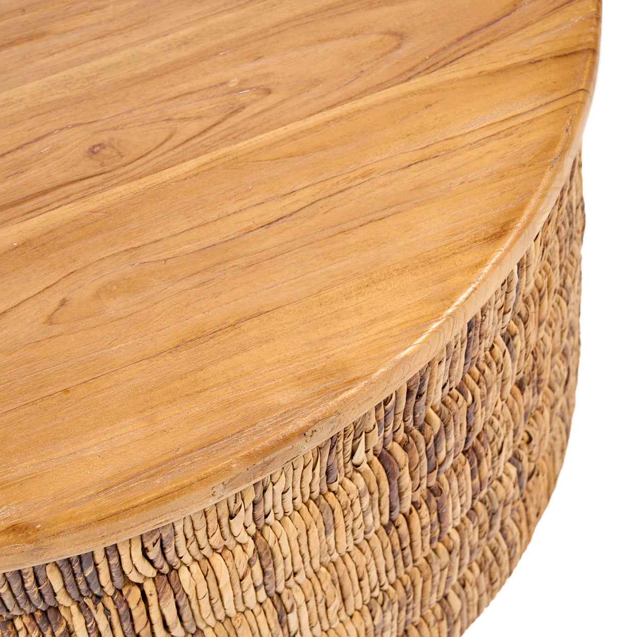 Bambua Abaca Round Natural Magani tavolino teak naturale