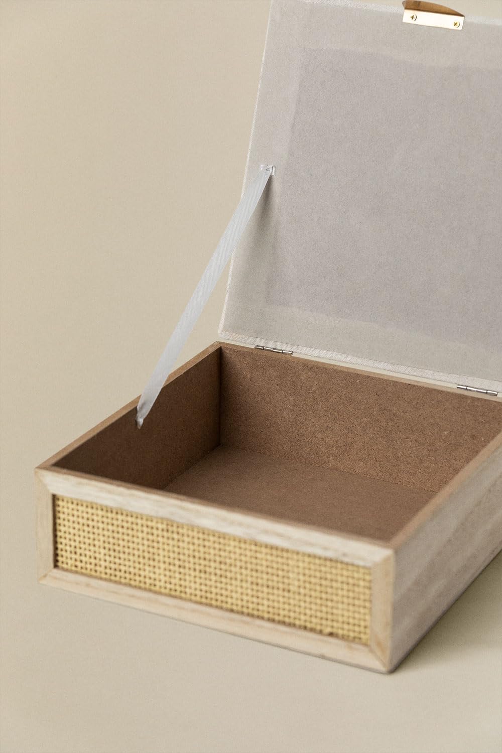 Sklum Afen scatola in legno beige lino 20x20x8 cm