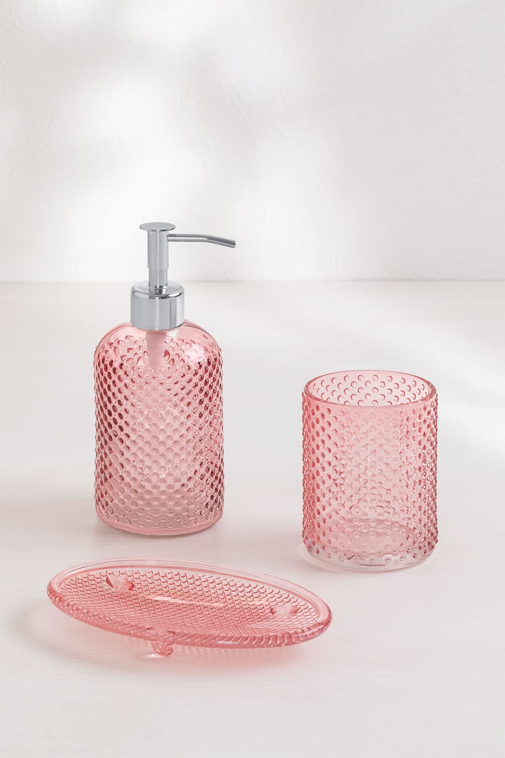 Sklum Yerlic set bagno vetro 3 pezzi acciaio inox