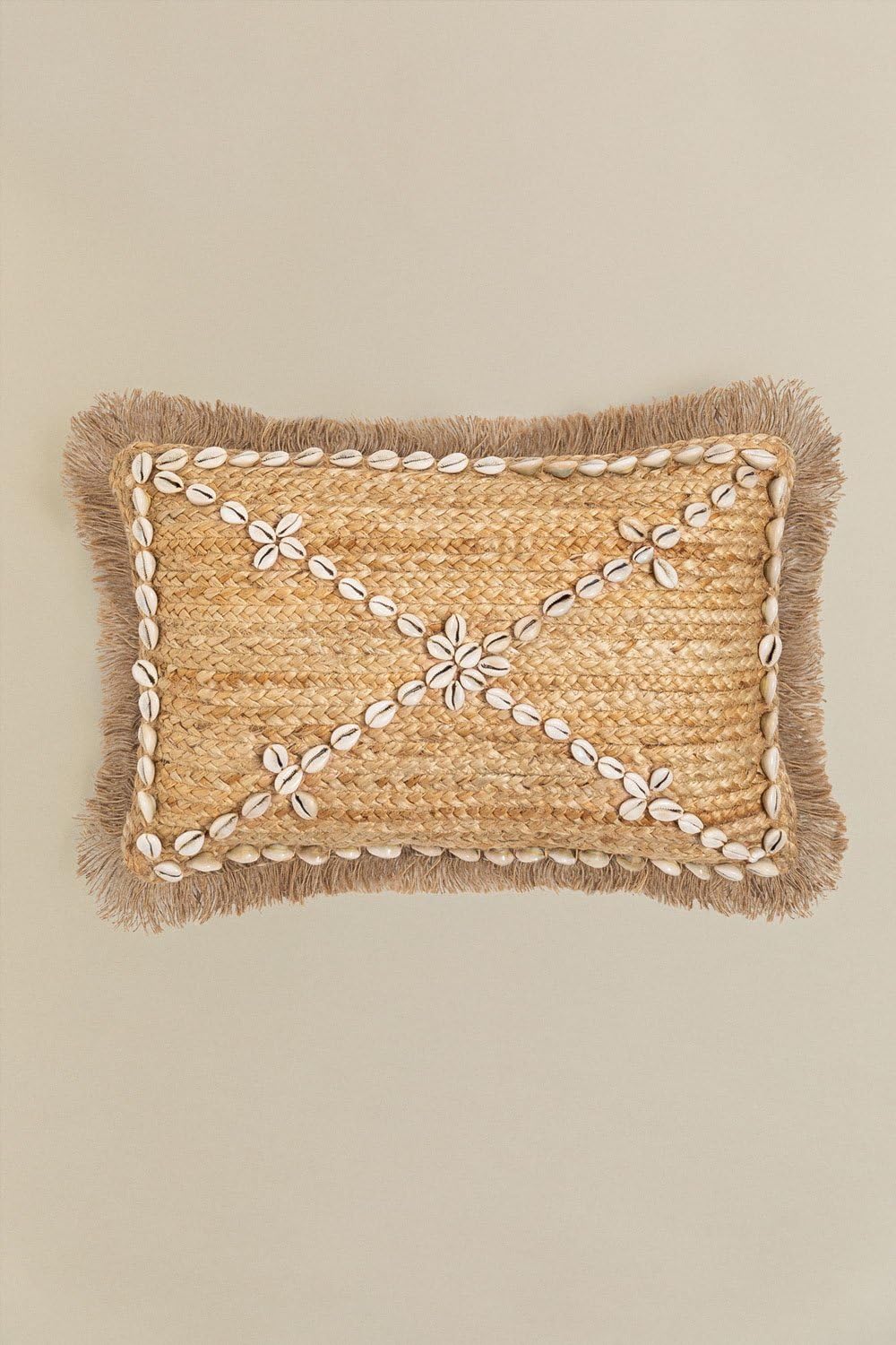 Sklum Jandira cuscino rettangolare juta 30x50 cm conchiglie