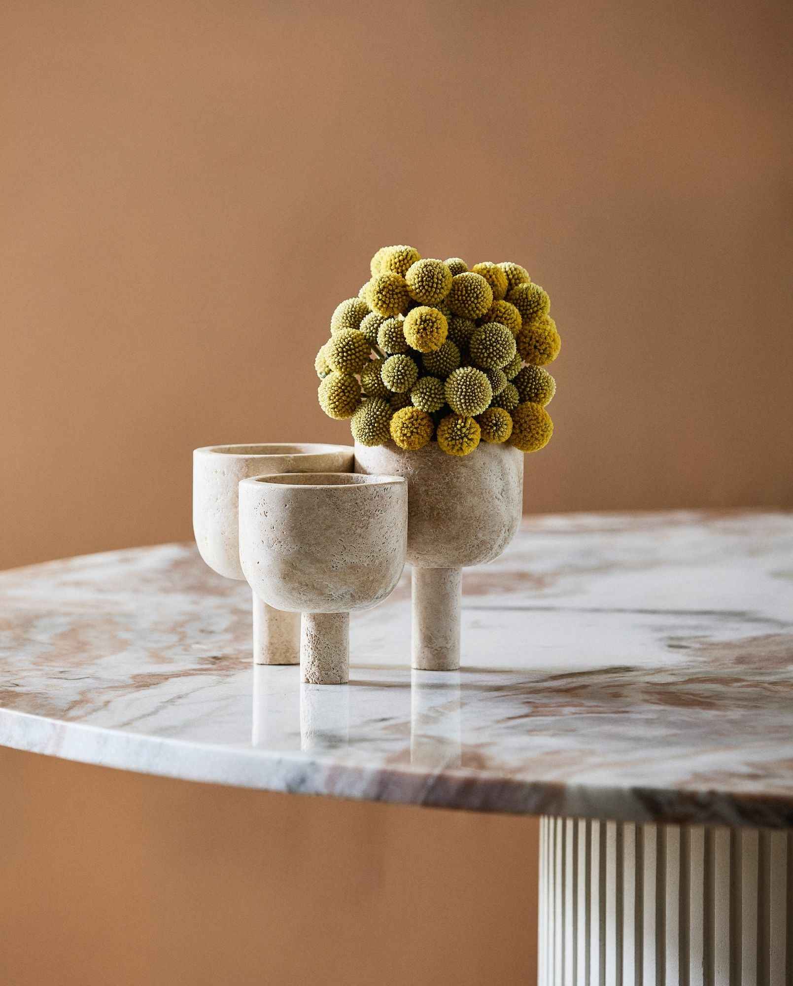 Bambua Roca Pot vaso avorio in travertino