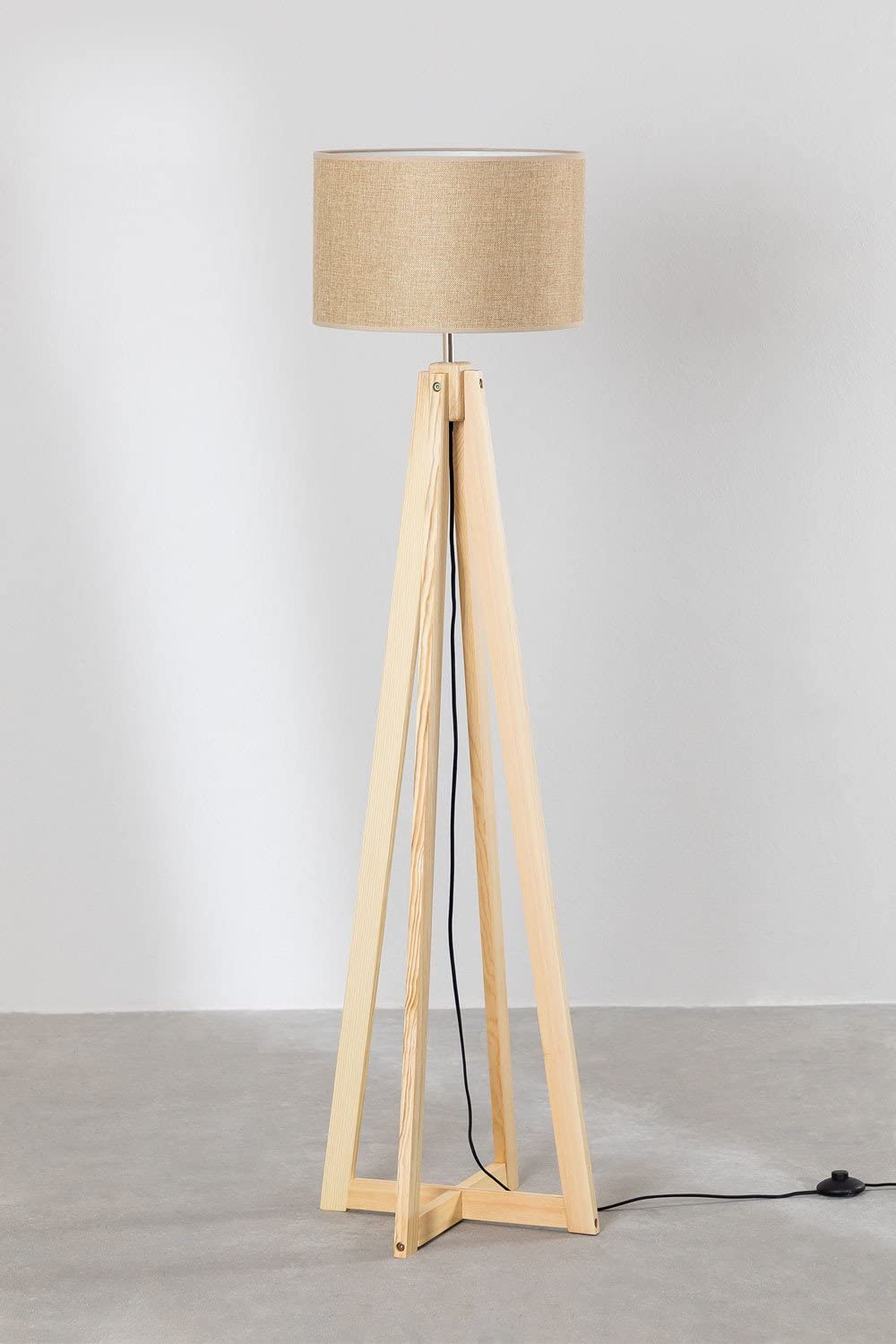 Sklum Bayah lampada da terra marrone in legno e tessuto