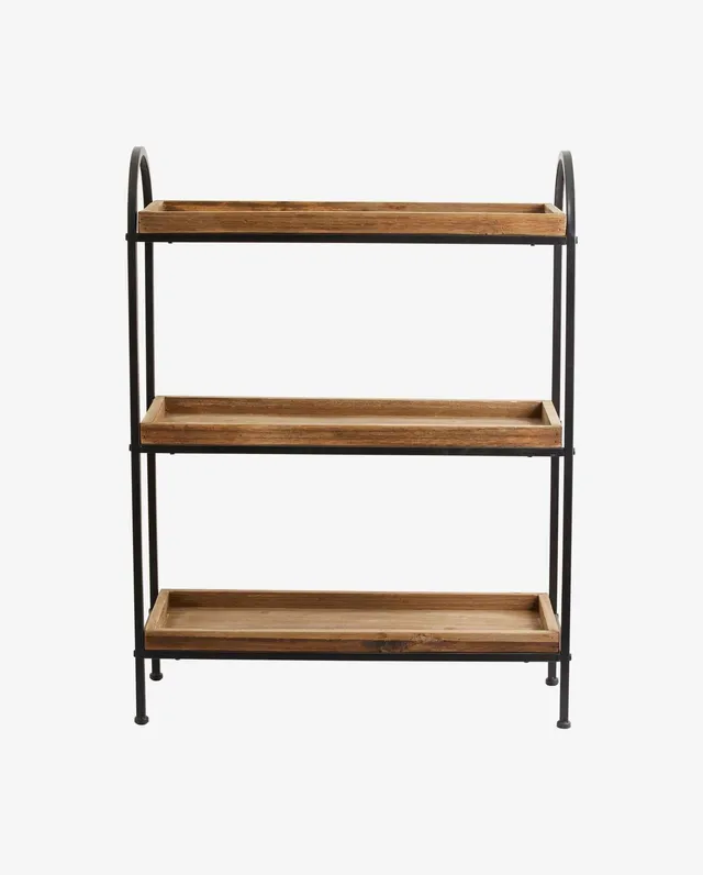 Bambua Patna scaffale legno 3 ripiani ferro nero