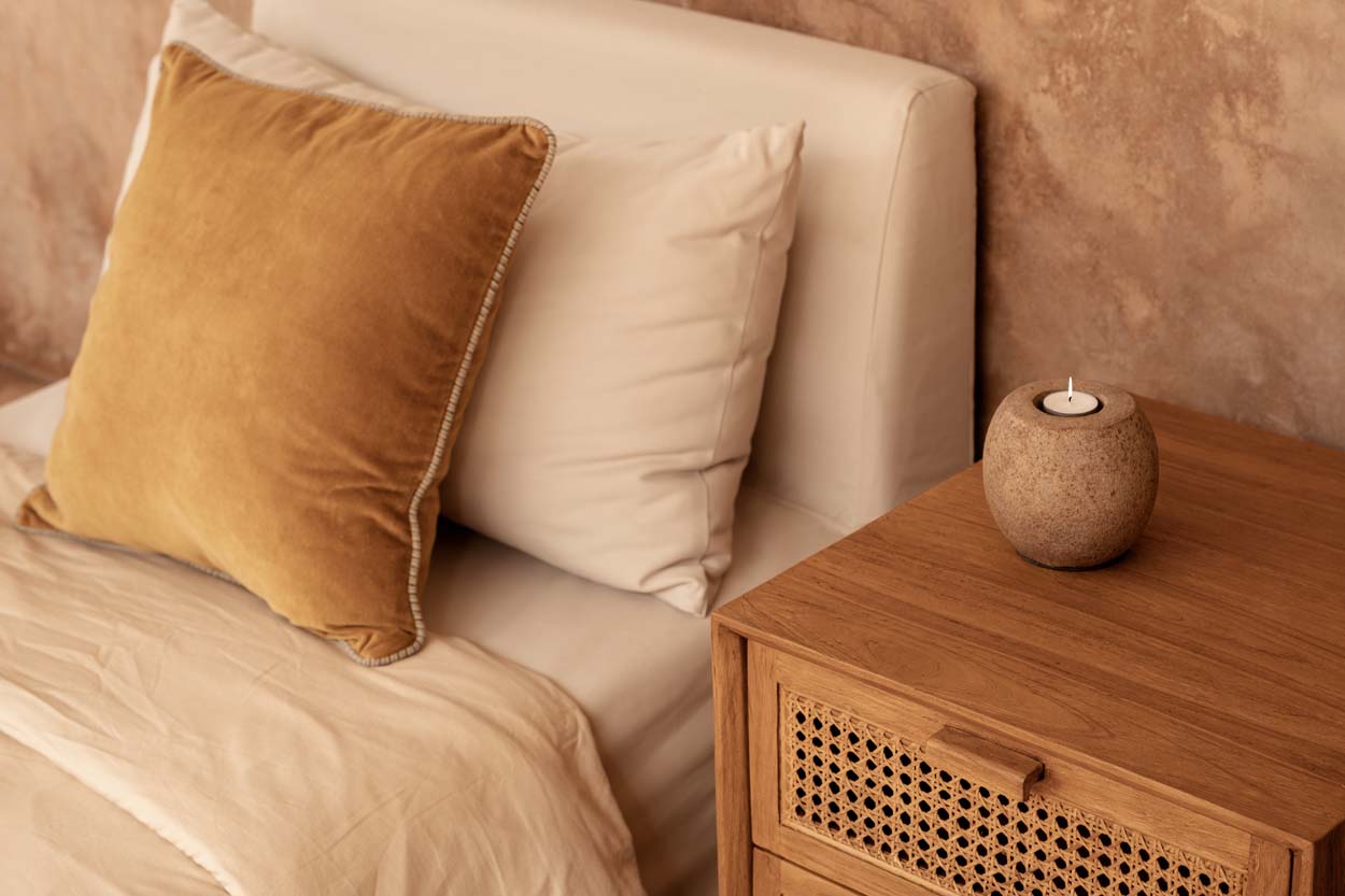 Bambua Harmony comodino naturale teak e rattan