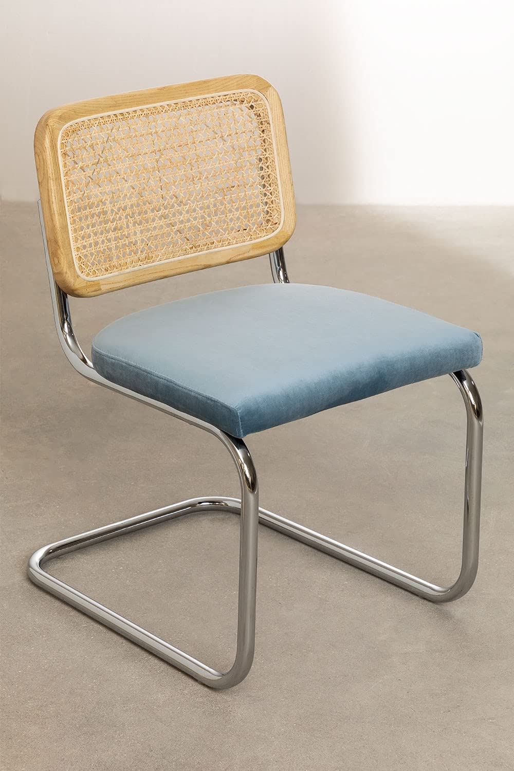 Sklum Tento sedia pranzo velluto vintage blu niagara