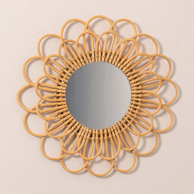 Sklum Krayo Specchio Rotondo in Rattan 60 cm Naturale