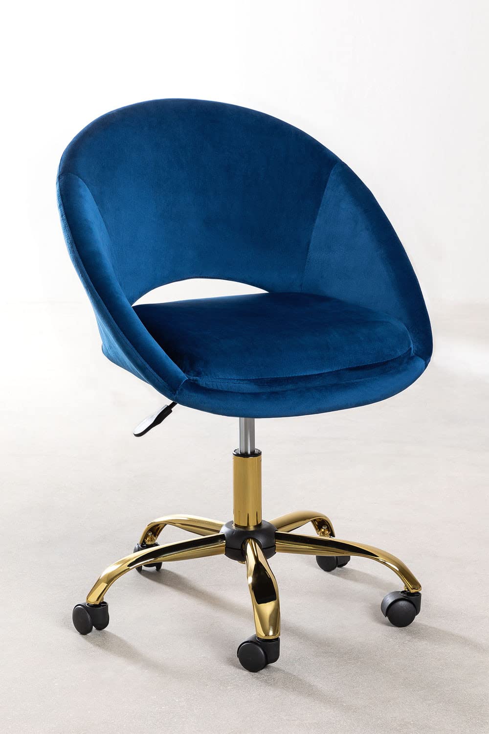 Sklum Vilett Sedia da Ufficio in Velluto Blu con Ruote