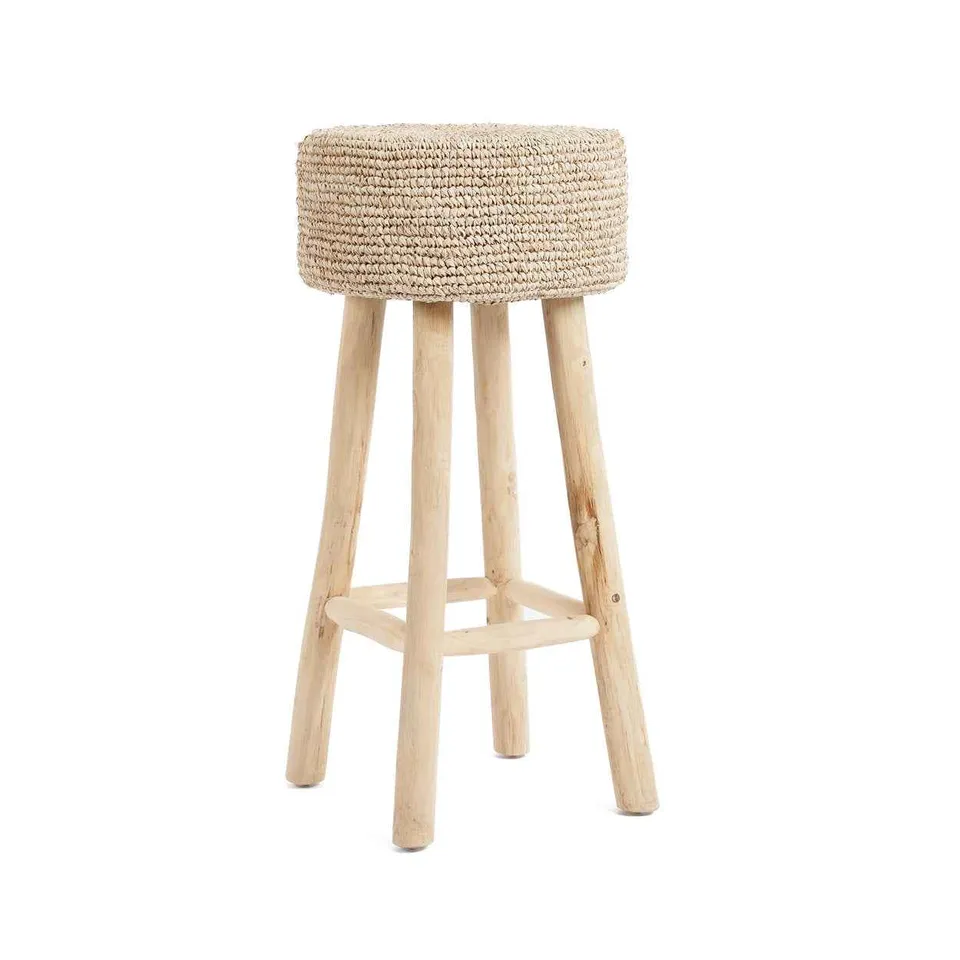 Bambua Raffia sgabello bar teak naturale