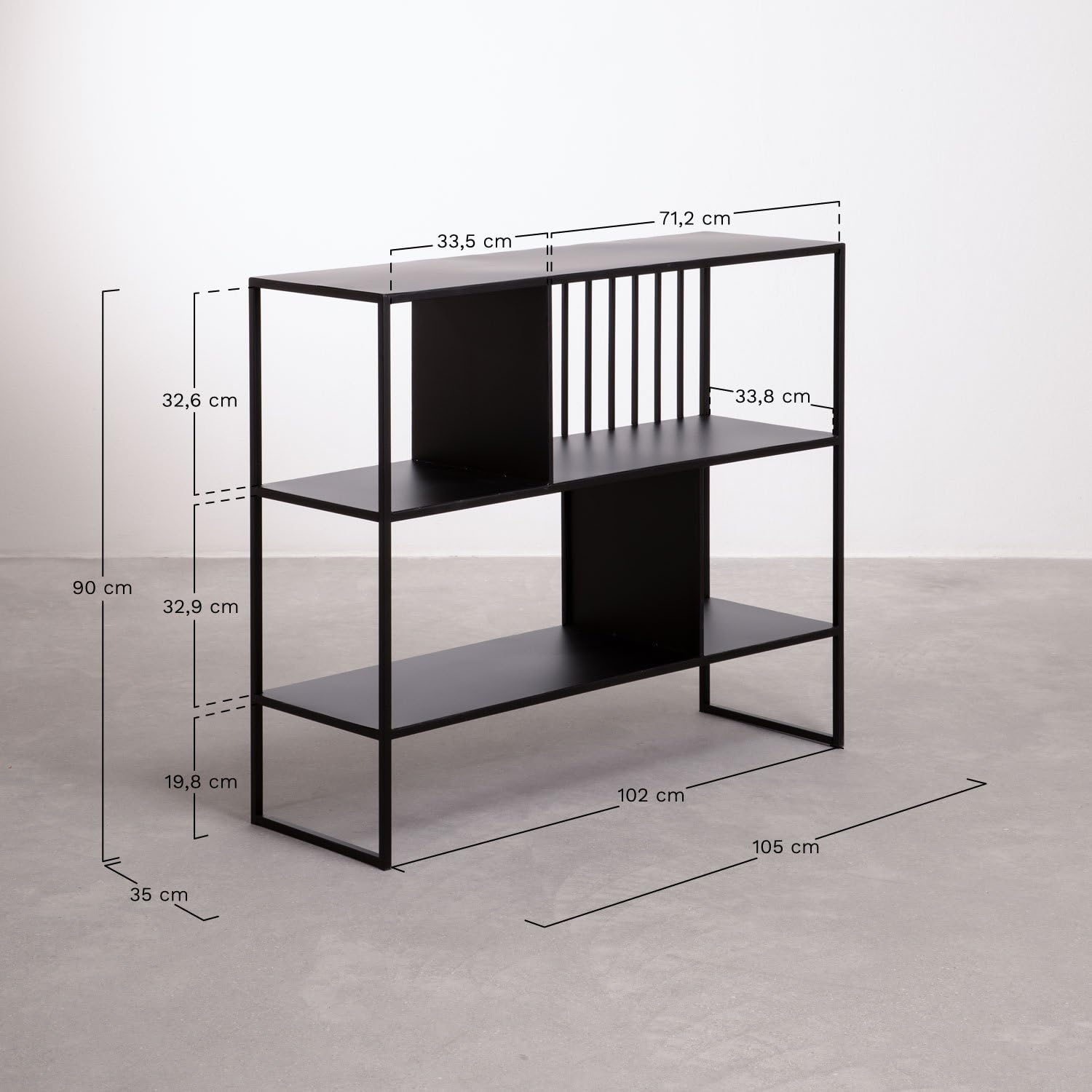 Sklum Elei Libreria Industrial 105 cm Ferro Nero