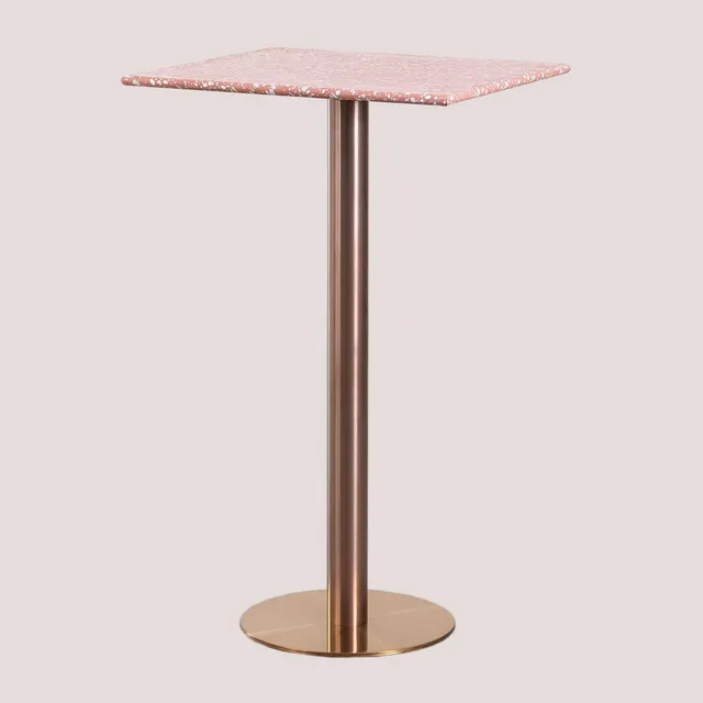 Sklum Malibu tavolo bar alto 60x60 cm terrazzo rosa dahlia
