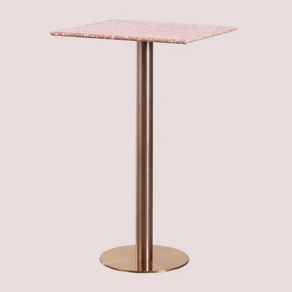 Sklum Malibu tavolo bar alto 60x60 cm terrazzo rosa dahlia