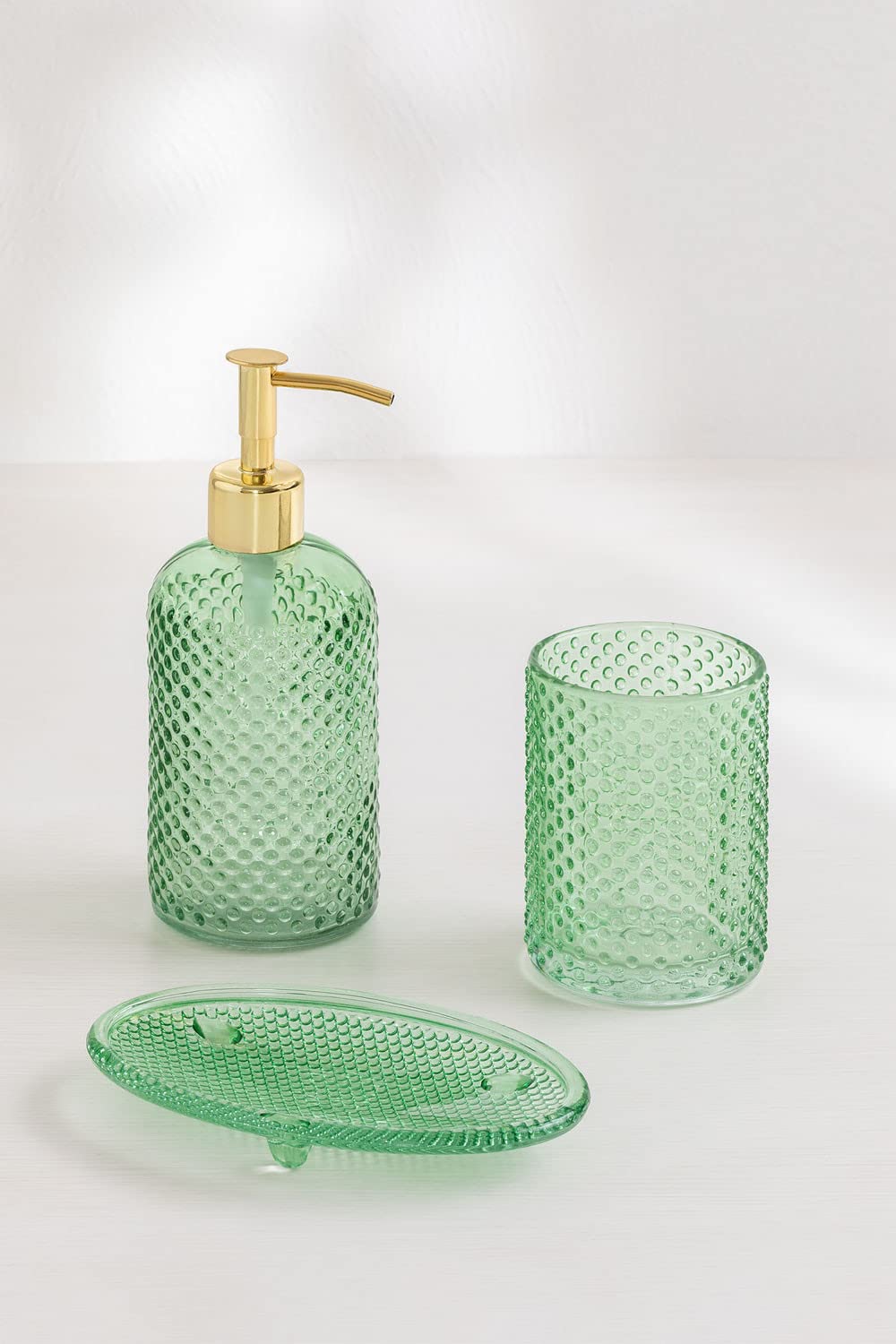 Sklum Damarli set bagno vetro 3 pezzi acciaio inox