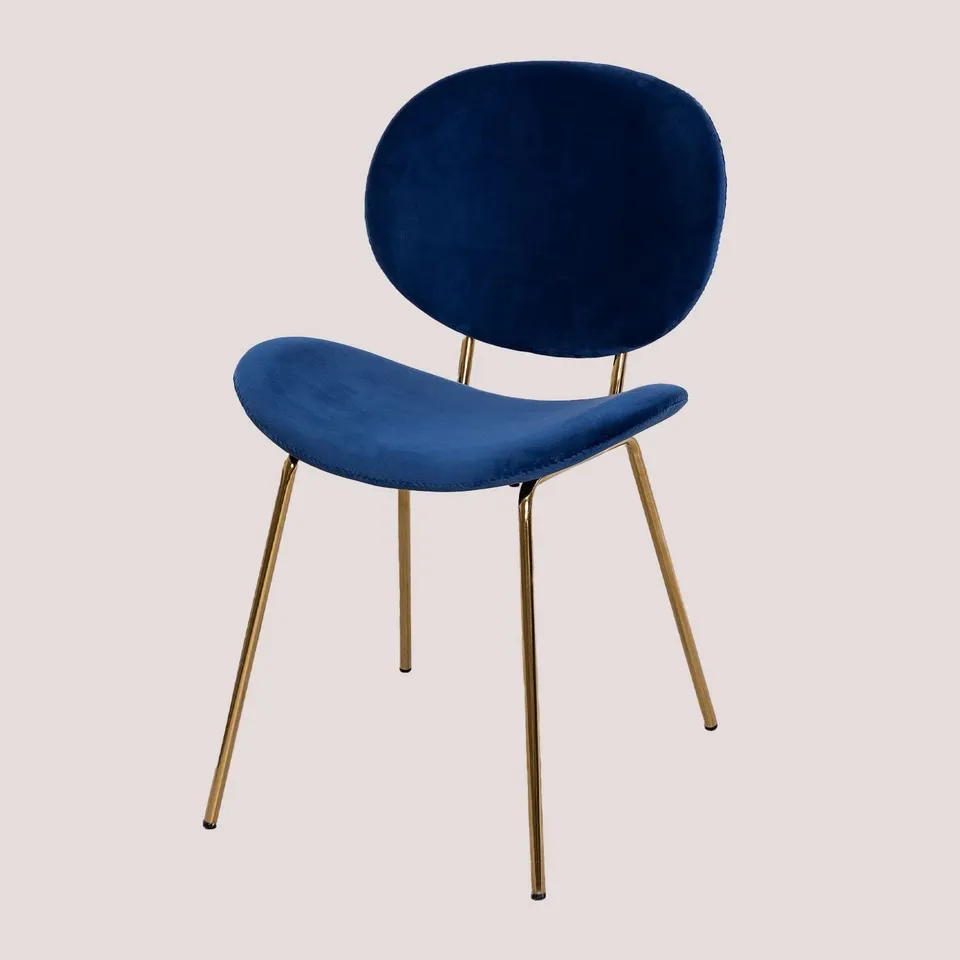 Sklum Laure Sedia Pranzo Velluto Blu Gambe Oro