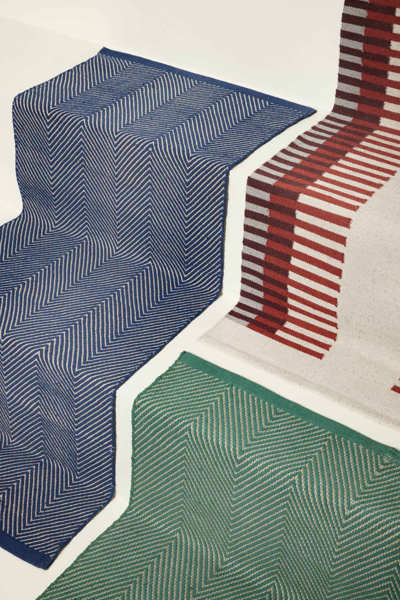 Bambua Mellow Runner tappeto blu cotone
