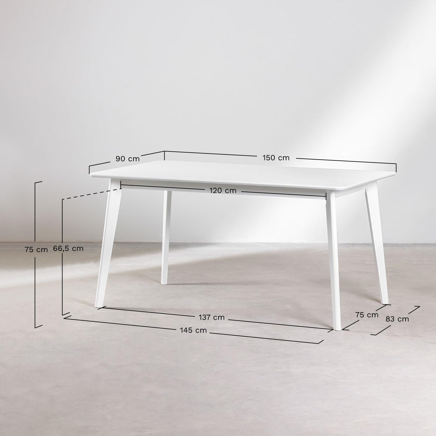 Sklum Kerhen Tavolo Pranzo Rettangolare 150x90 Bianco
