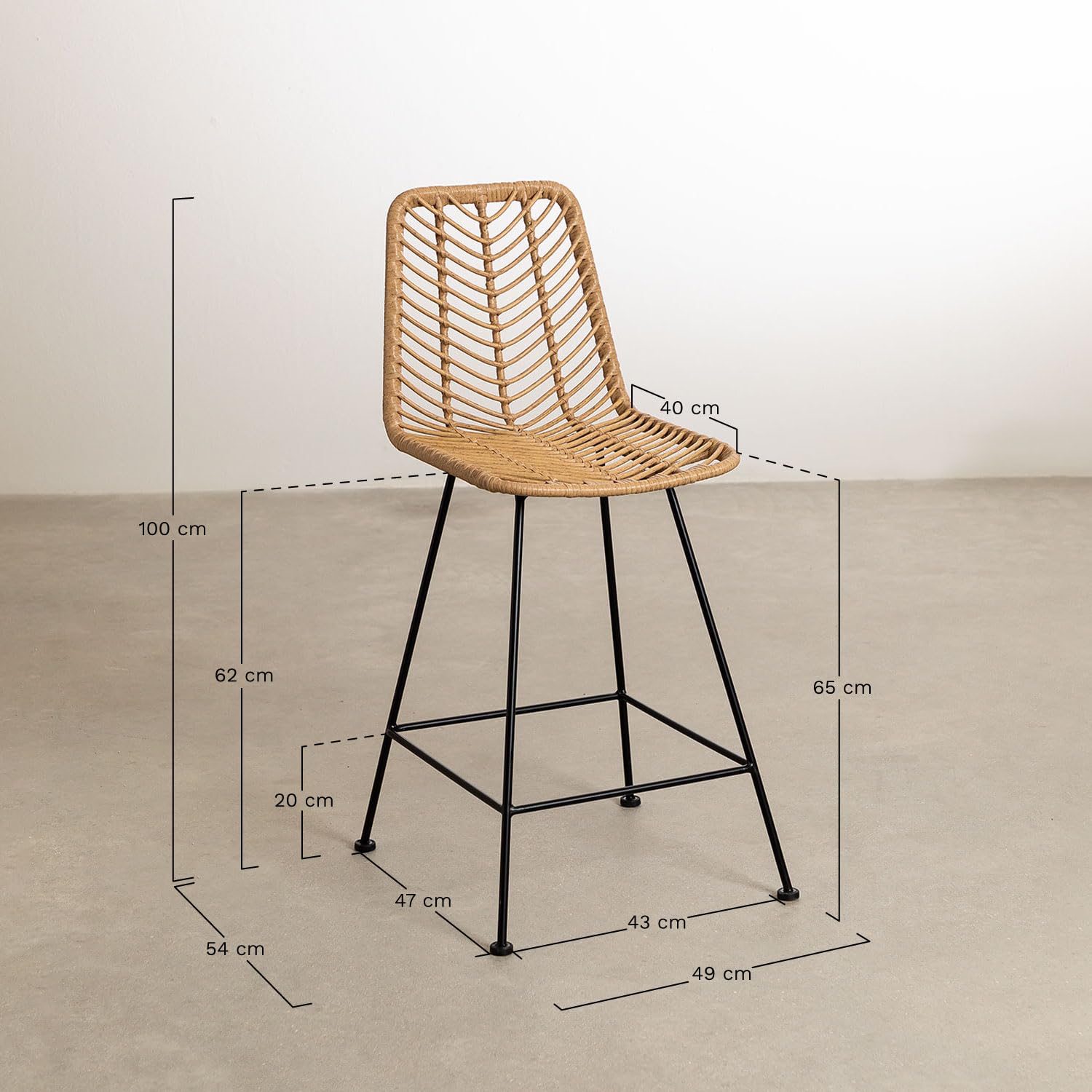 Sklum Gouda sgabelli alti giardino rattan naturale 2 pezzi