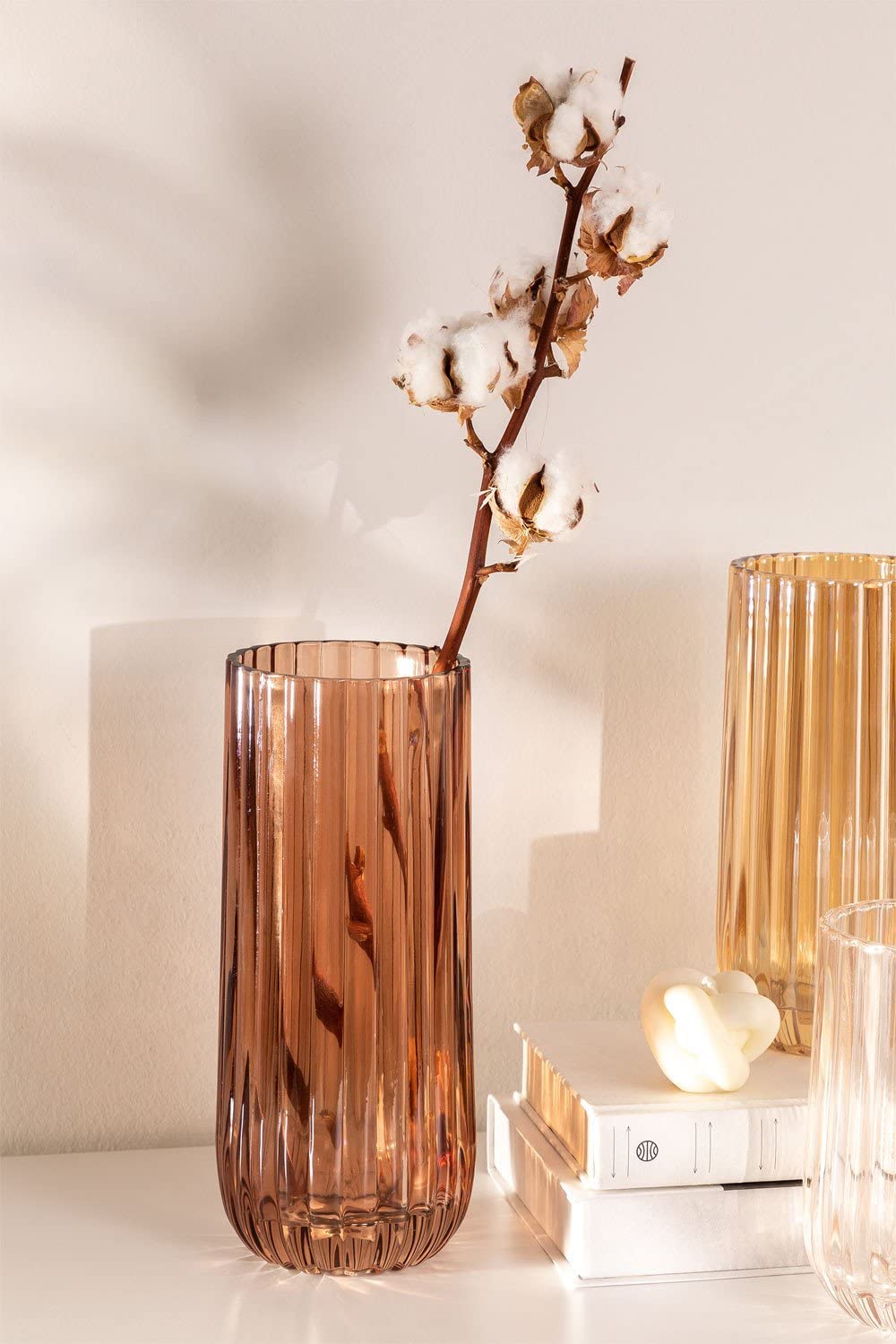 Sklum Jizon Vaso in Vetro Marrone Caramello