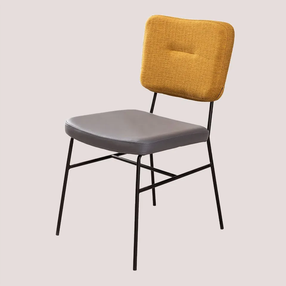 Sklum Milih sedia da pranzo similpelle mostarda grigio