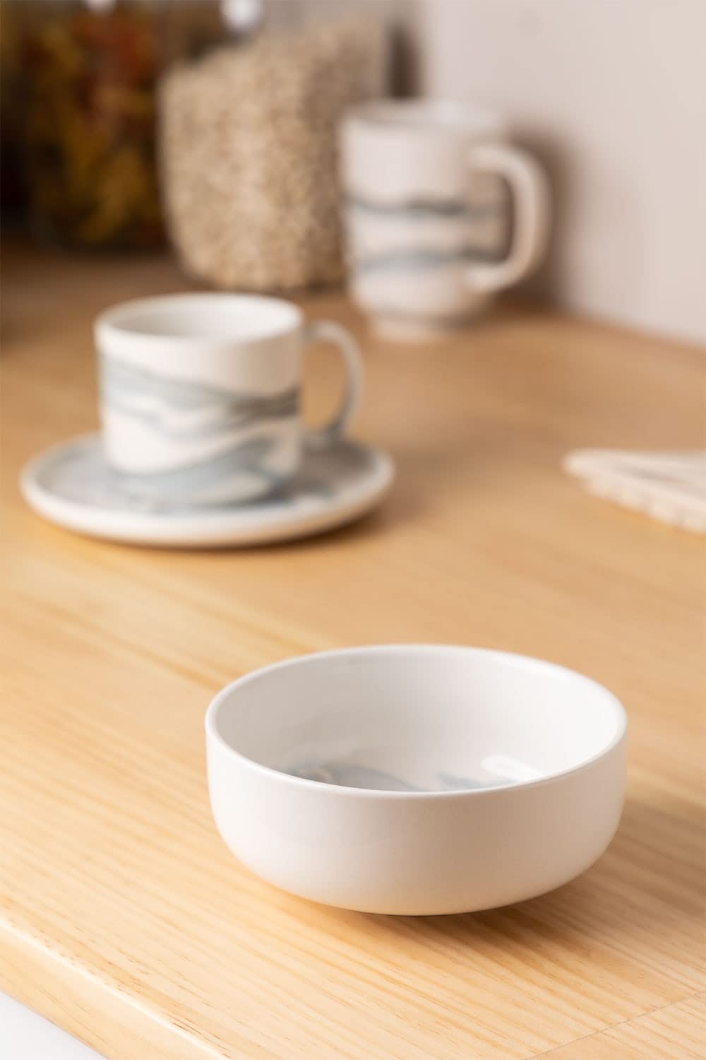 Sklum Boira set 4 ciotole porcellana grigio Ø12 cm