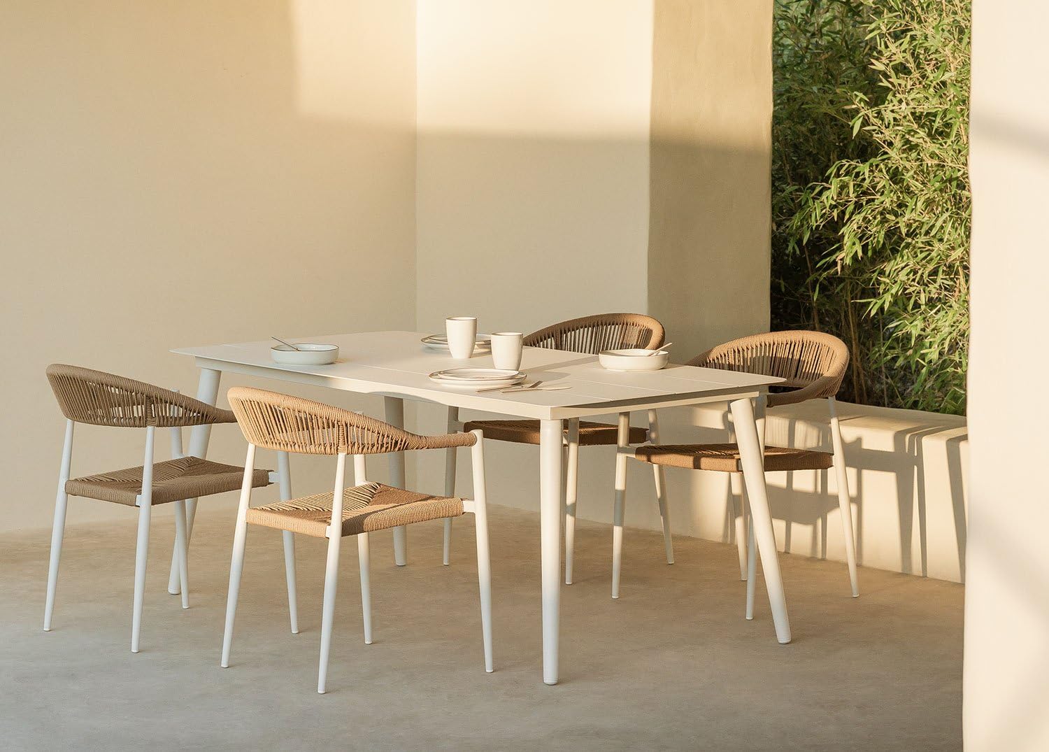 Sklum Kevan Amatria set giardino alluminio rattan 4 sedie