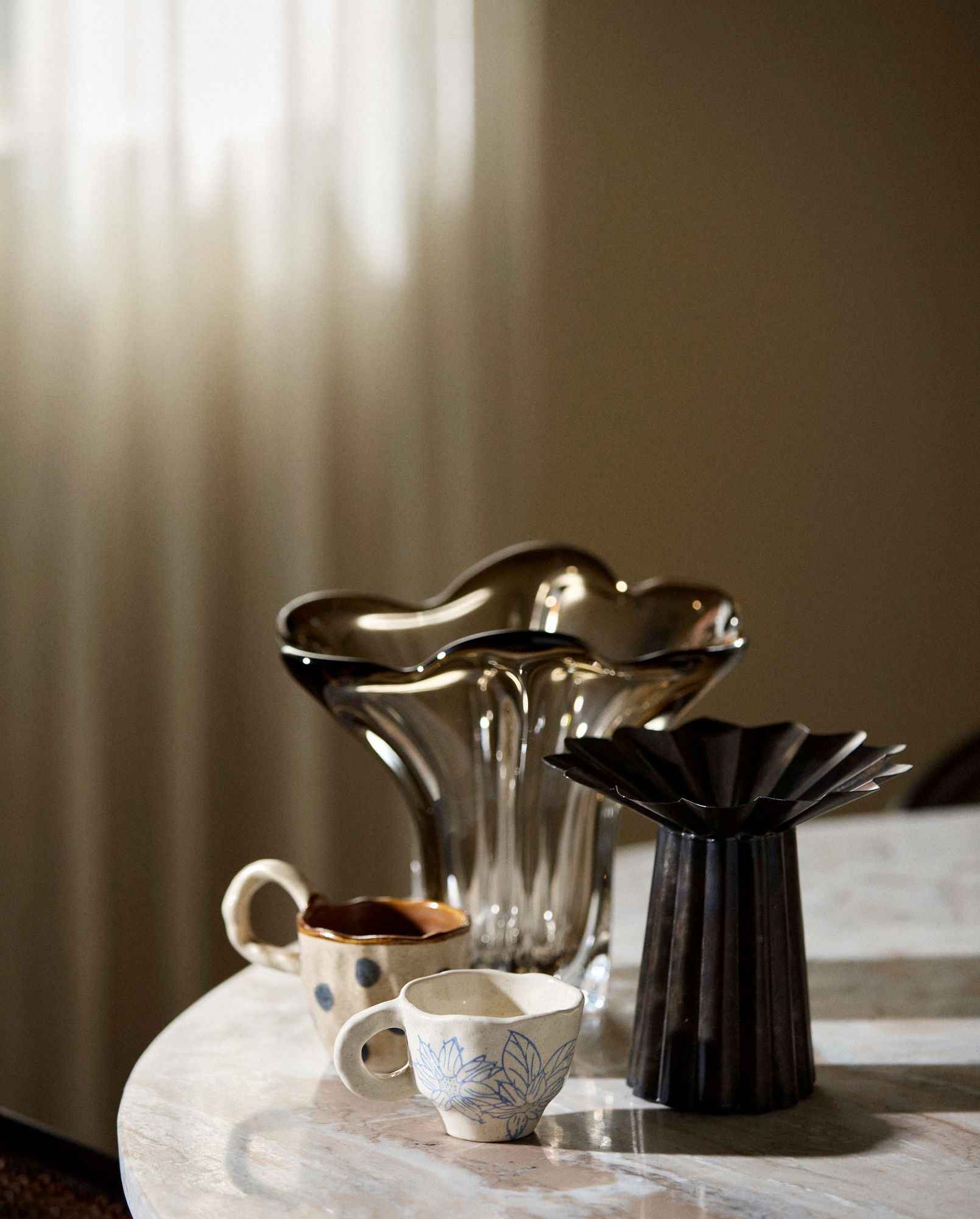 Bambua SORA tazza con manico gres fiore blu
