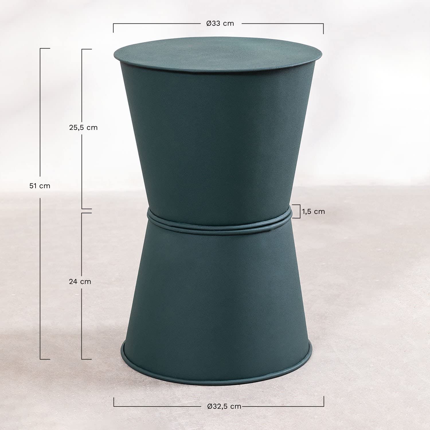 Sklum Albi tavolino rotondo Ø33 cm blu turchese in ferro