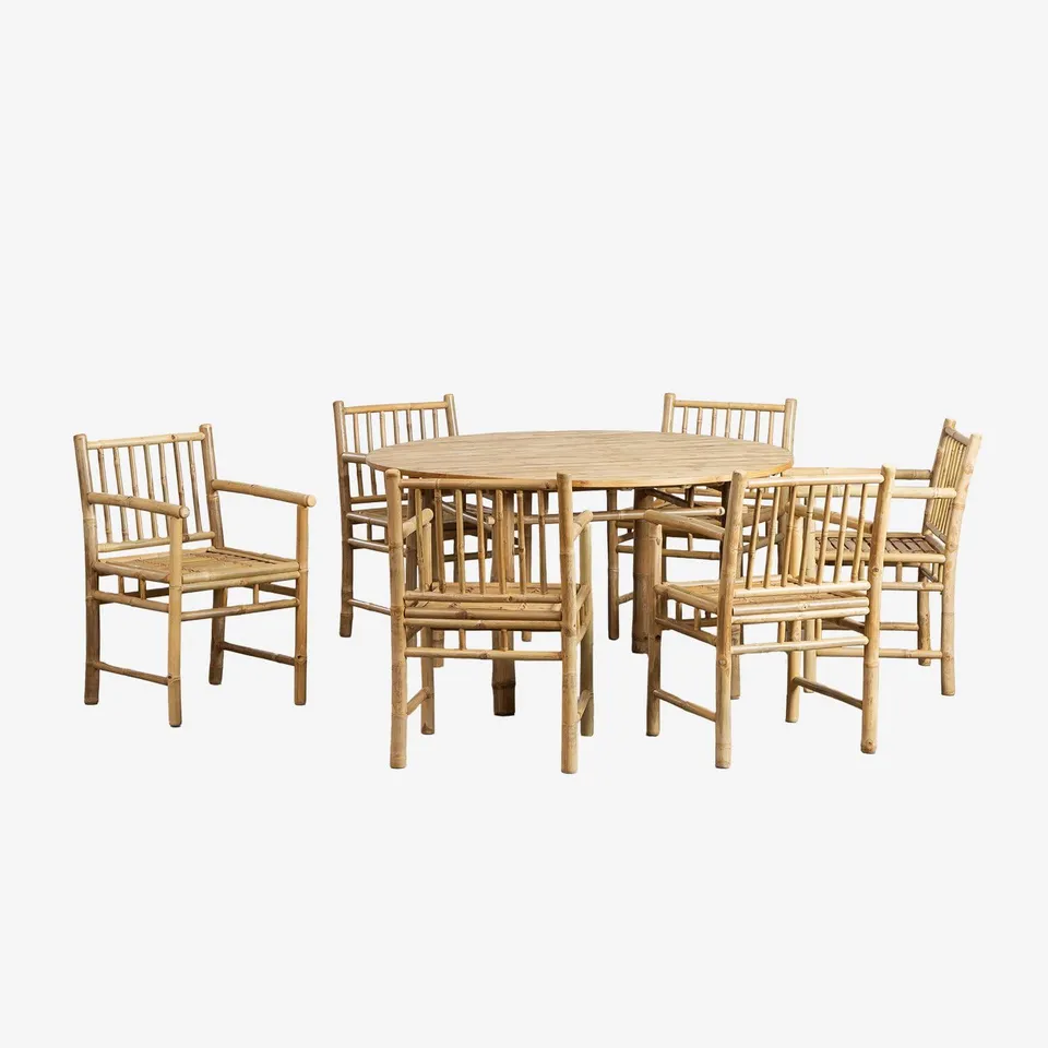 Sklum Senia set da giardino bambu Ø140 6 sedie