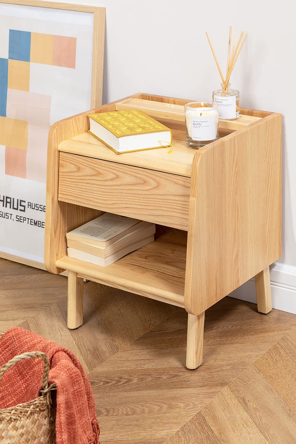 Sklum Amde comodino legno naturale 42 cm frassino