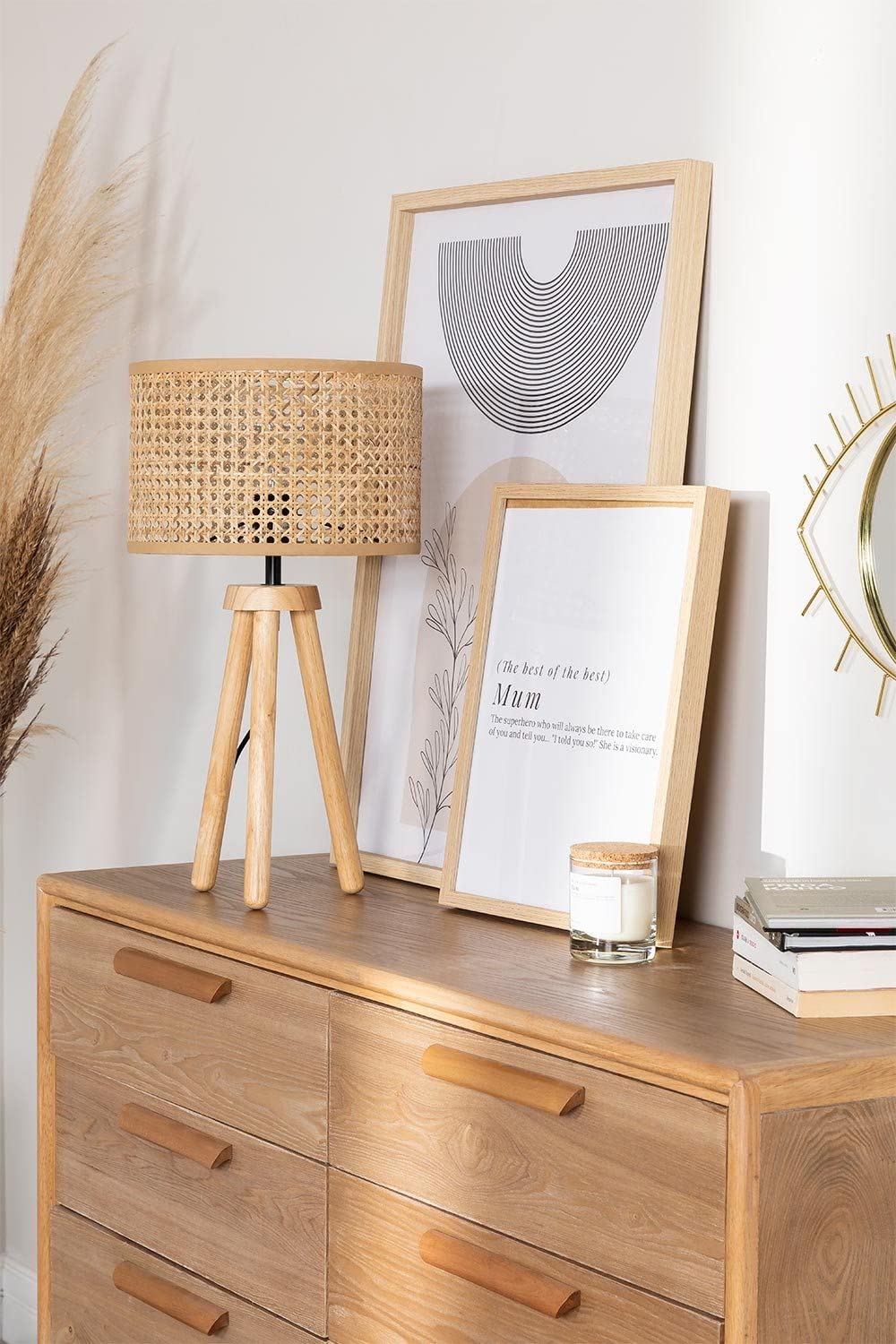 Sklum Serri lampada da tavolo rattan marrone naturale E27
