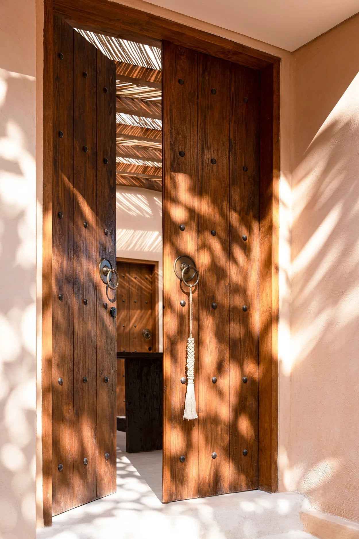 Bambua Wooden Beads nappa decorativa bianco naturale