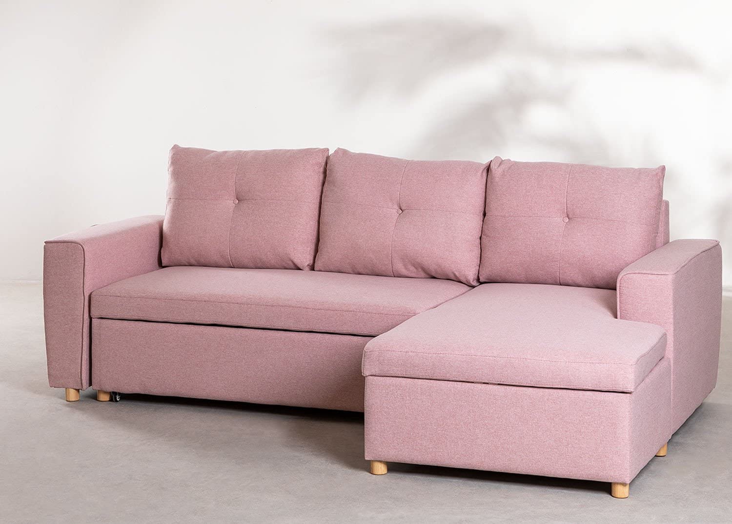 Sklum Calvin Divano Letto Chaise Longue 3 Posti Rosa