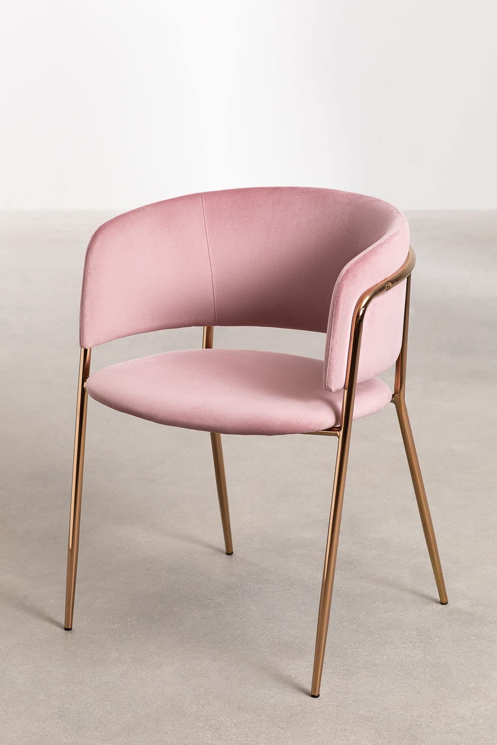 Sklum Nalon Style Sedia da pranzo in velluto rosé gambe oro rosa
