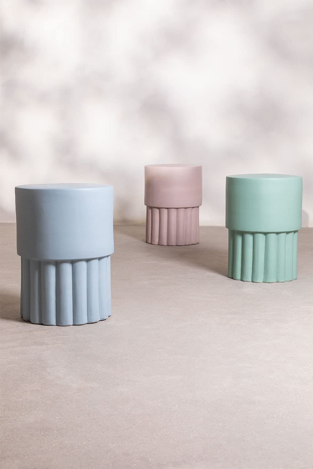 Sklum Luba Tavolino Rotondo in Ceramica Rosa Nocciola Ø33,5