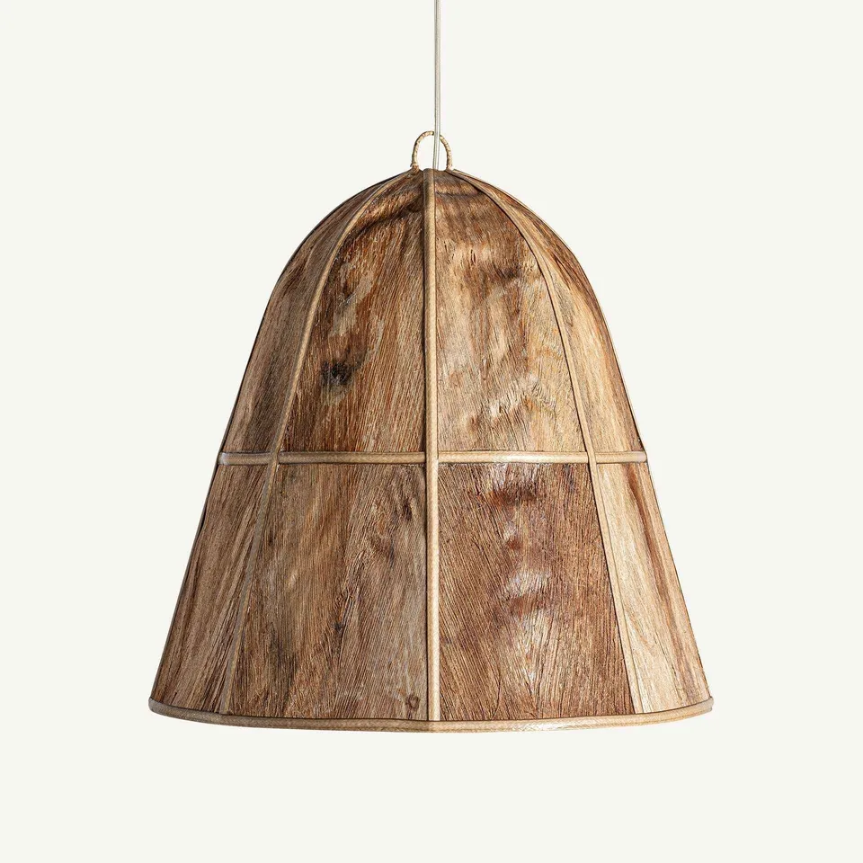 Bambua Indunga lampadario legno rattan a campana